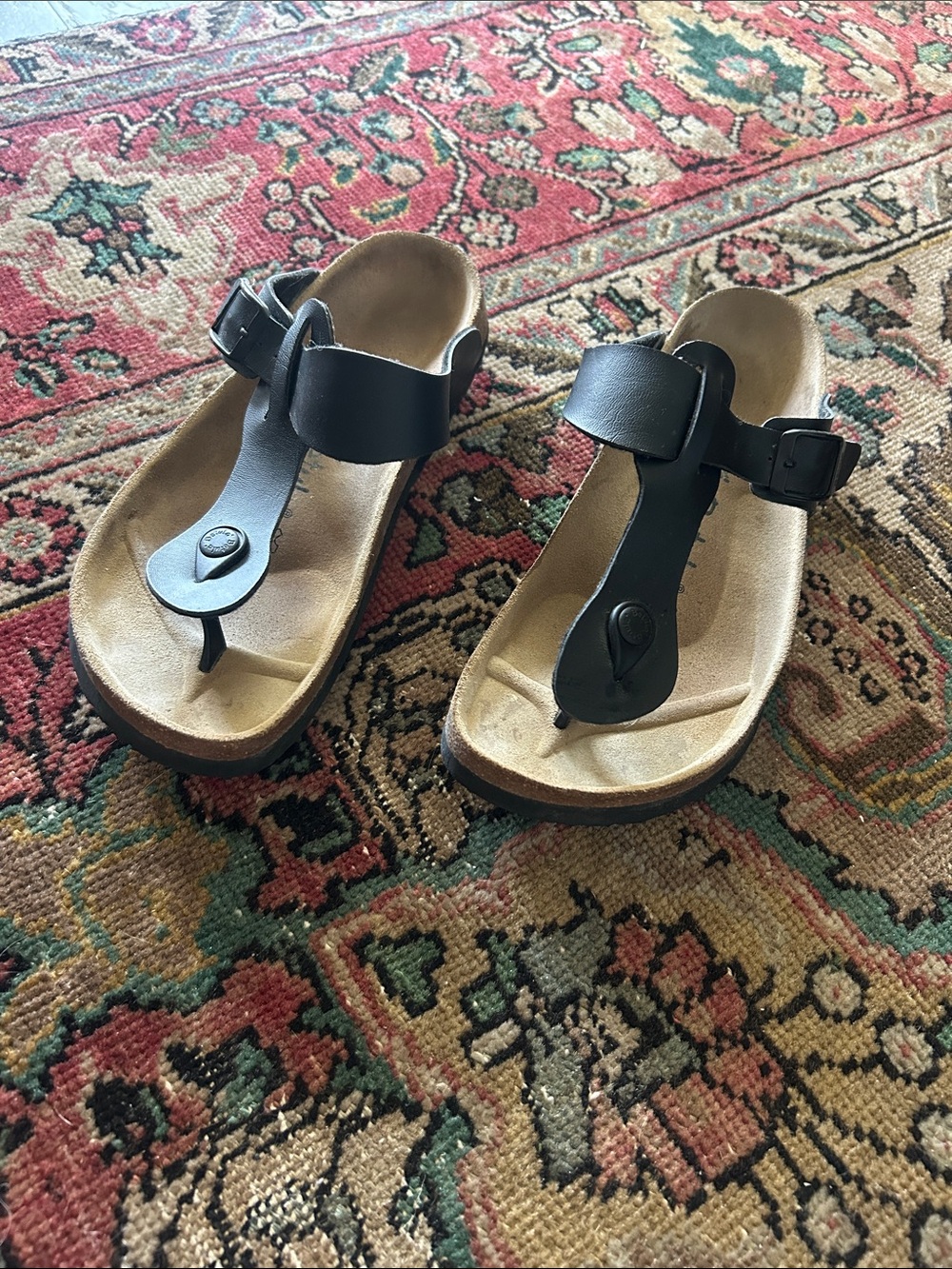Betula by Birkenstocks Black Toe-Post Buckle Sandals with Contoured Footbed